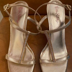 Lilly Pulitzer Gold Wedges w/ Rhinestones Size 10